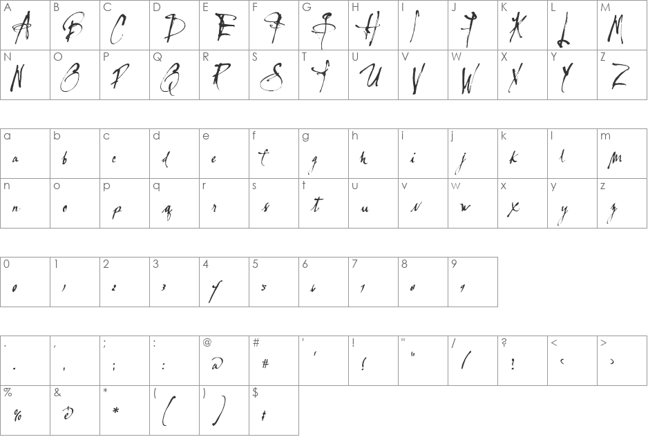 Lassigue font character map preview
