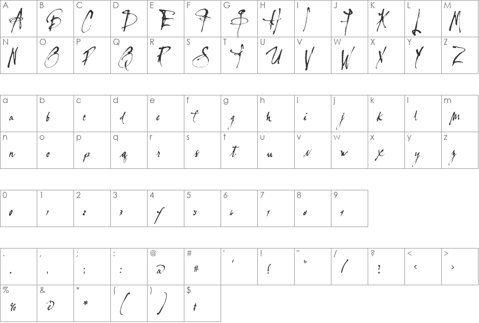 Lassigue font character map preview