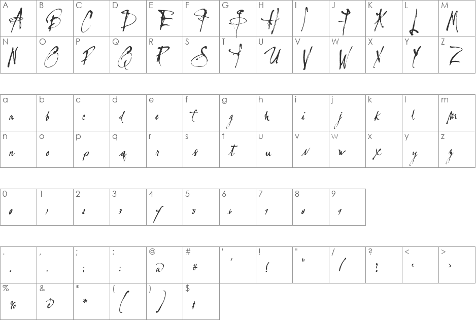 LassigueDmato font character map preview