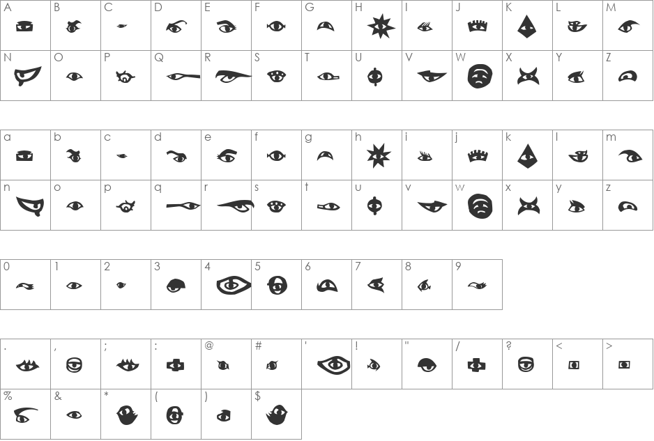 LaSt font character map preview
