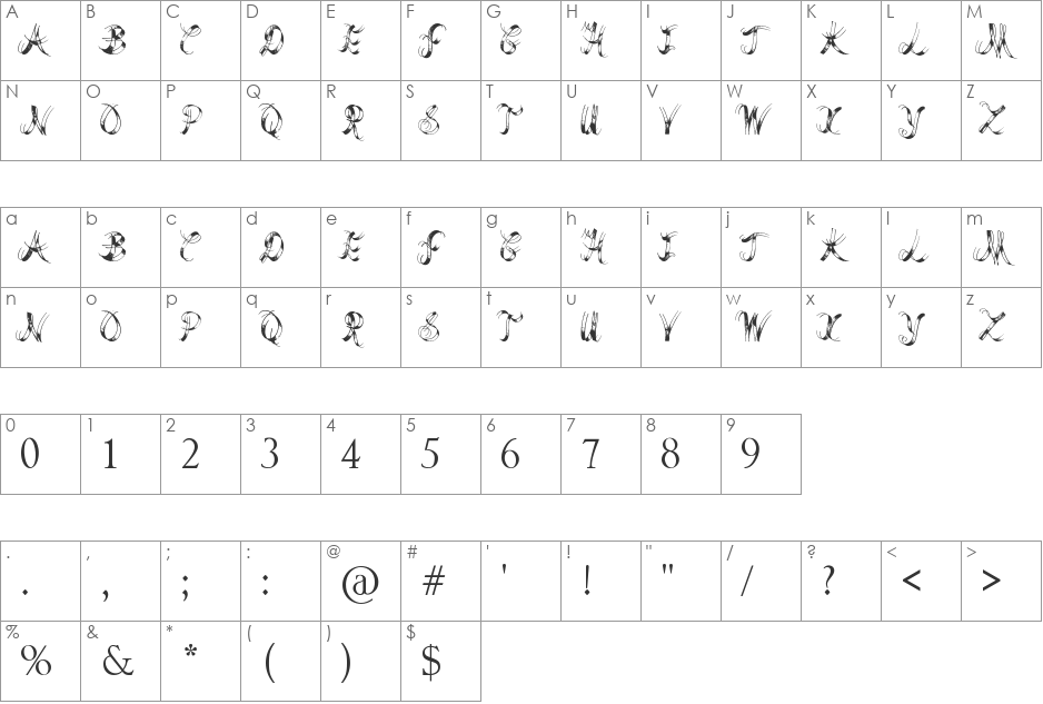 Last Breath font character map preview