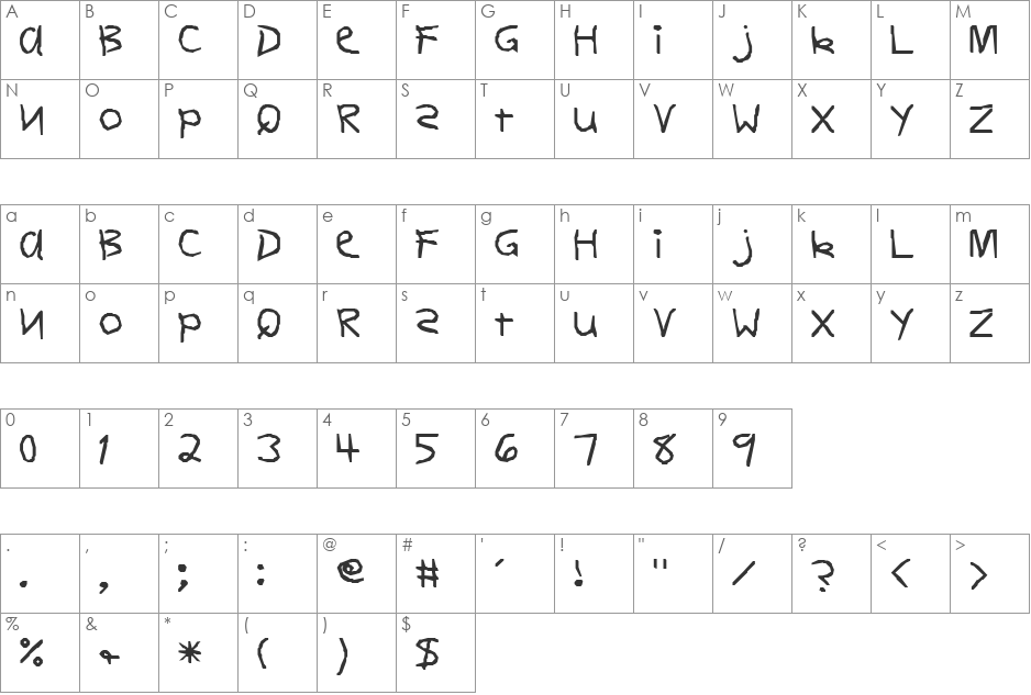 Last Wish font character map preview
