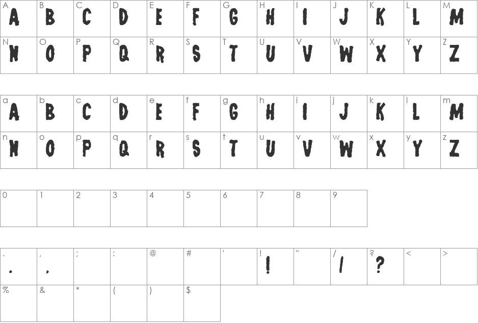 Lastman font character map preview