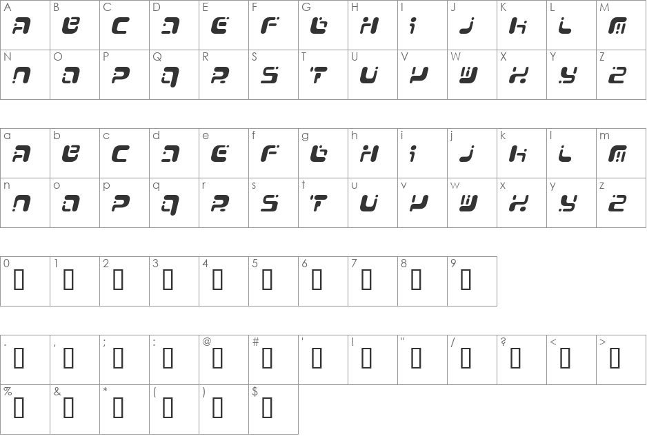 Lastu # 1 font character map preview