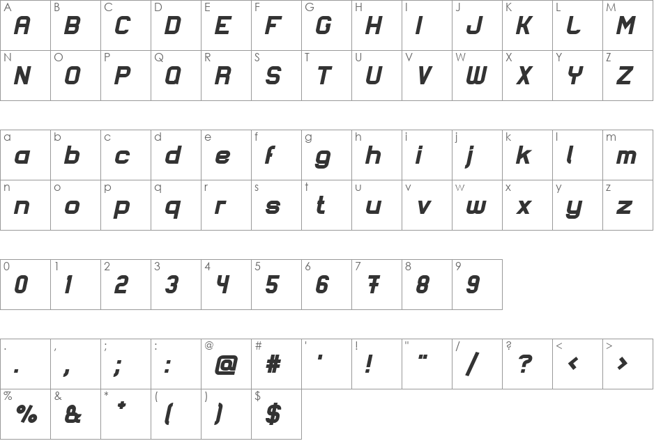 Lastwaerk black font character map preview