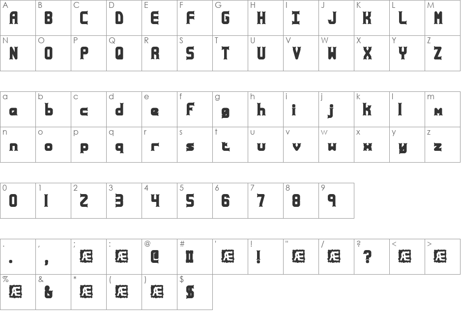 Ataxia BRK font character map preview