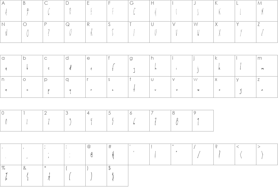Latt font character map preview
