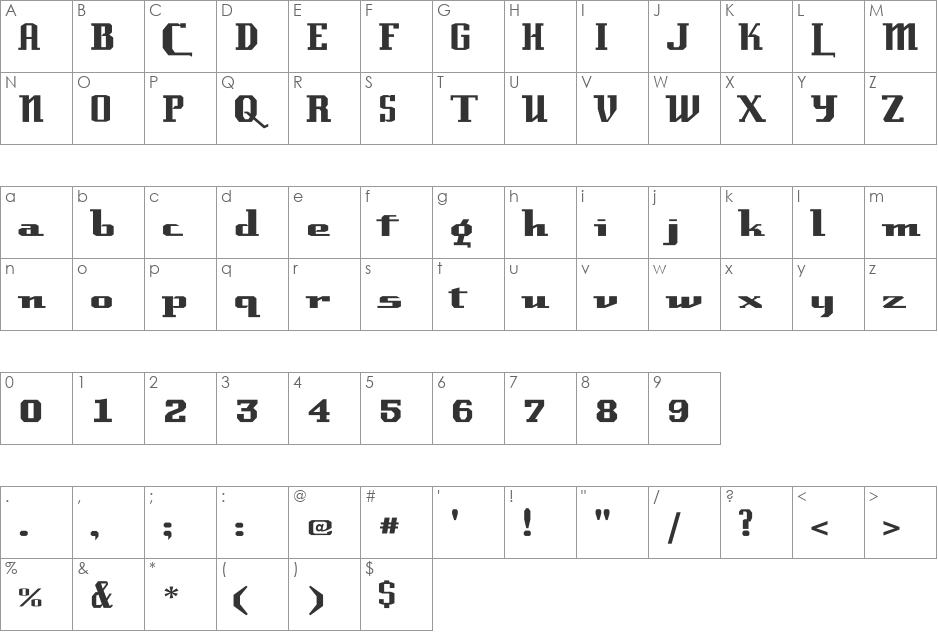 Laundrette font character map preview