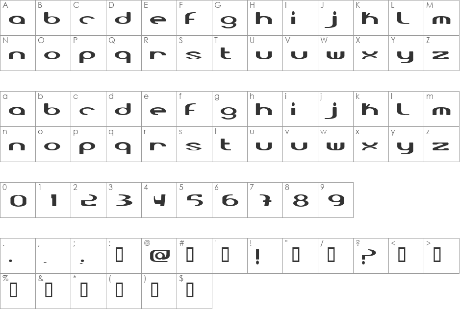 LaureHead font character map preview