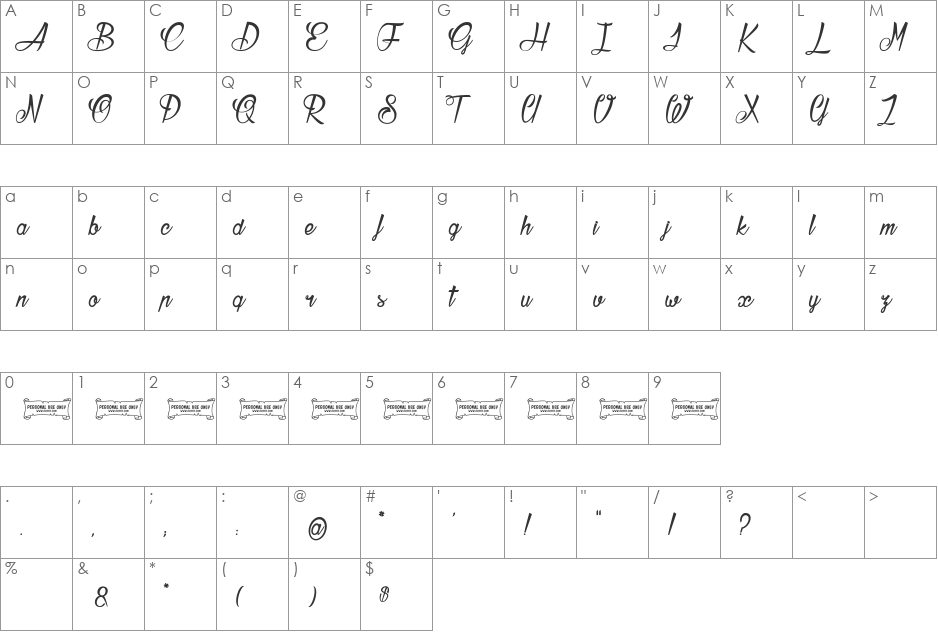 Atelier Omega font character map preview