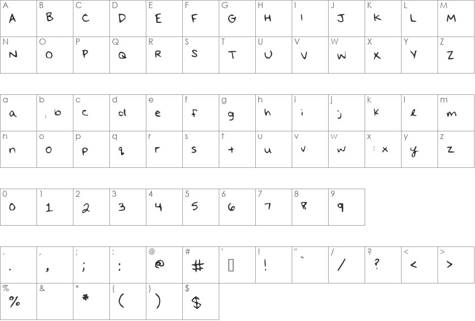 Lauren font character map preview