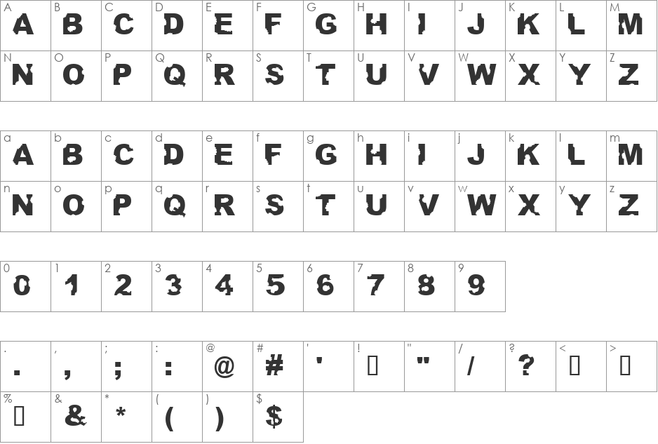 AteUpWithDumbAss font character map preview