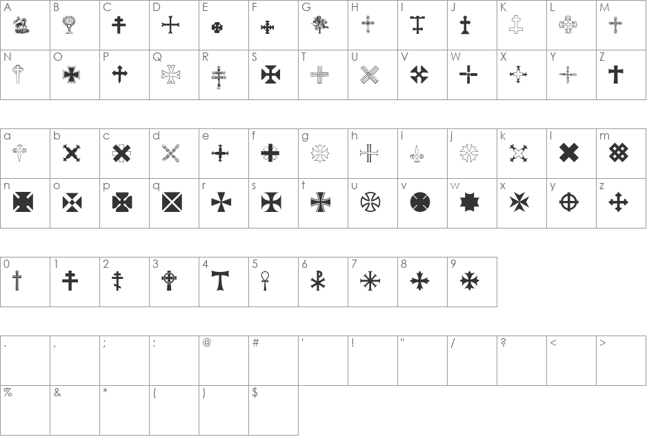 Laus Sus Cris Two font character map preview