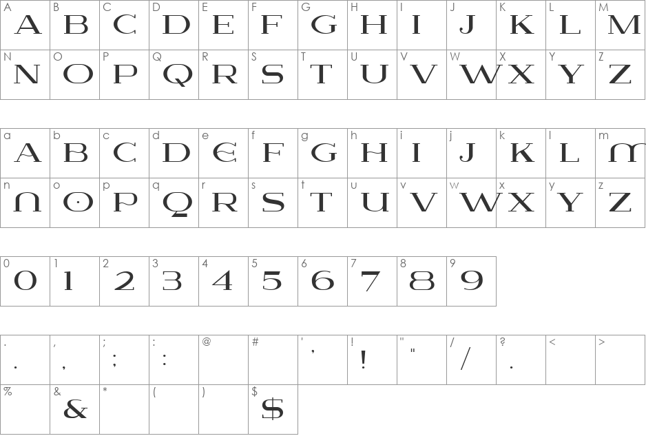 Lausanne font character map preview
