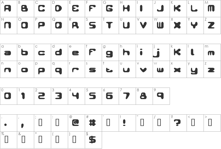 Lava font character map preview