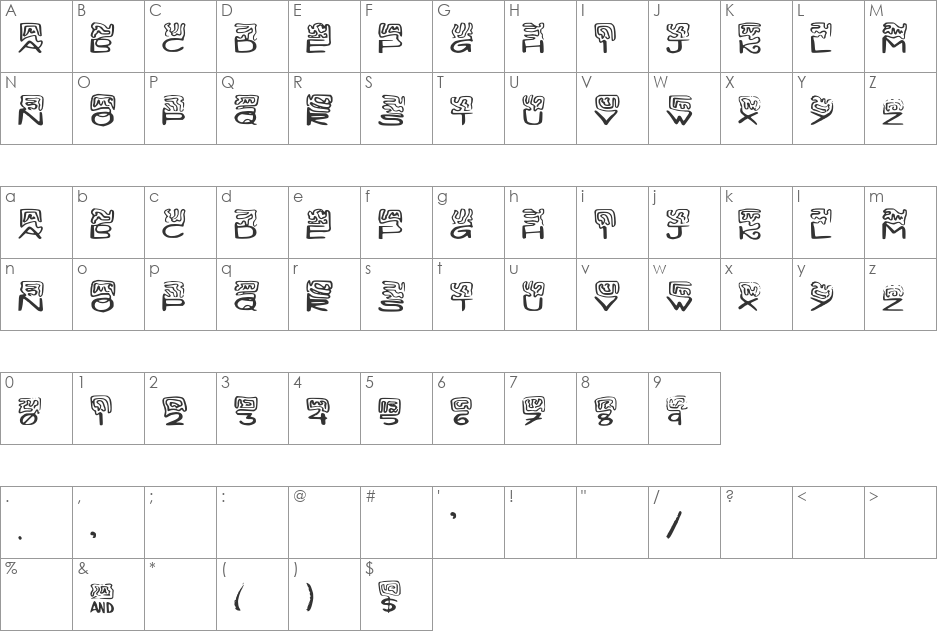 LAVA LAMP font character map preview