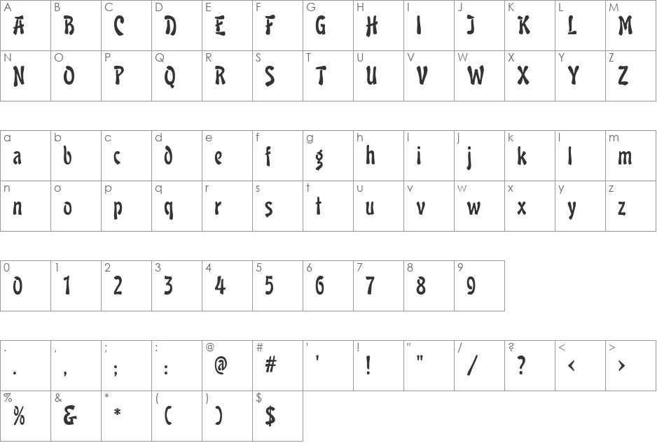 Lava MF font character map preview