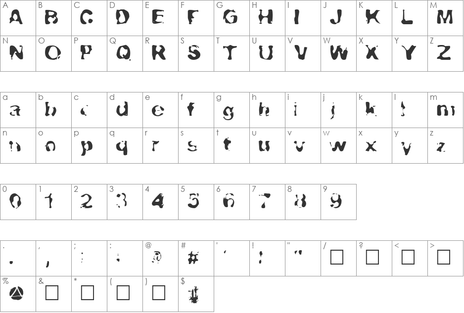 Lava-Lava font character map preview