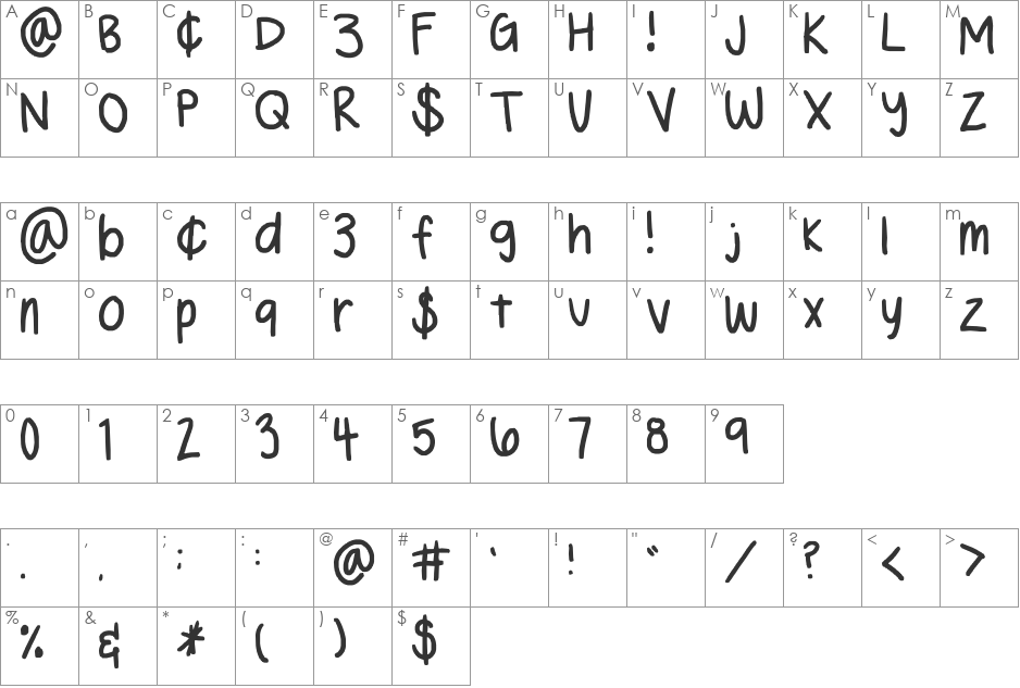 lawn party! font character map preview