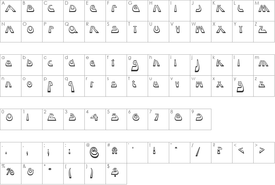 Layaway font character map preview