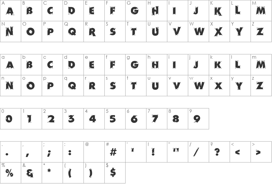 LayoutGothic font character map preview