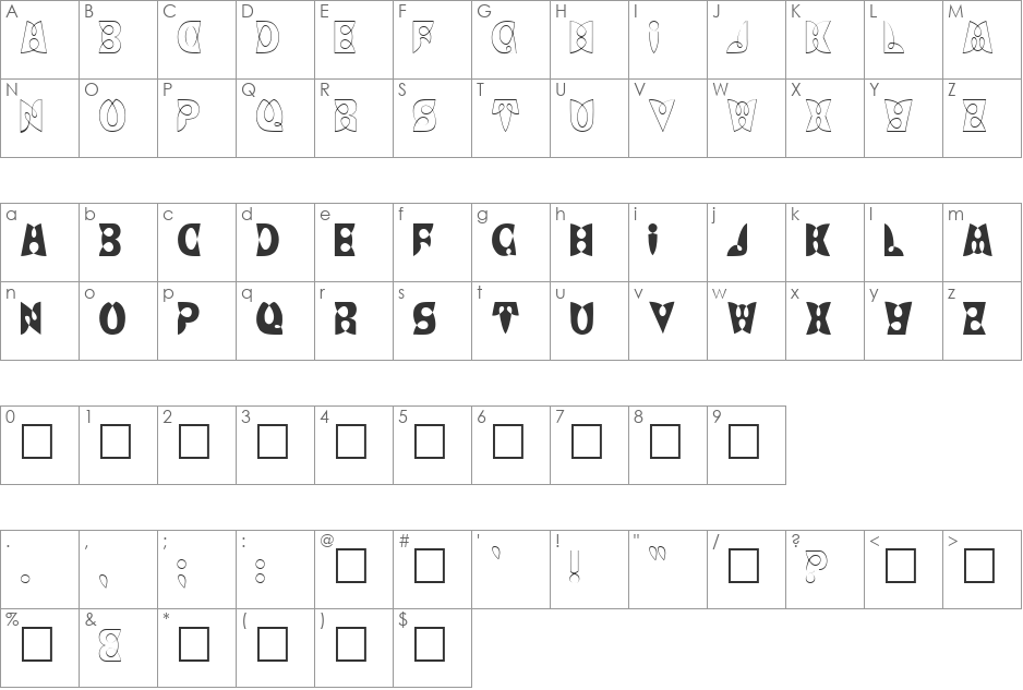 LAYTON font character map preview