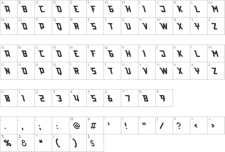 Lazerbeam surprise font character map preview