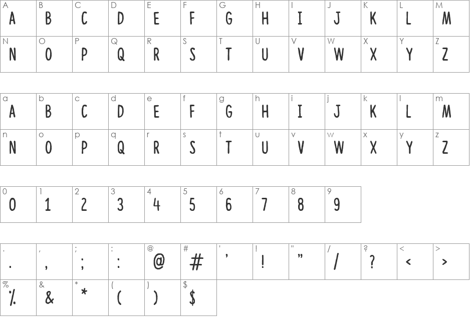 Lazing on a sunny afternoon font character map preview