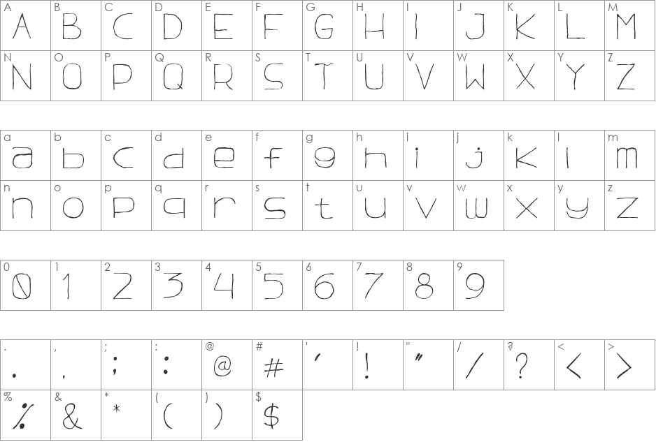 LAZY font character map preview