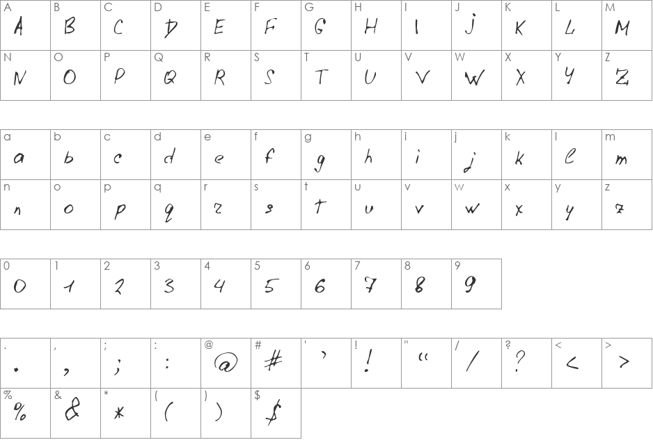 Lazy Crazy font character map preview