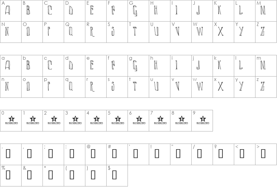 LAZY DAY font character map preview