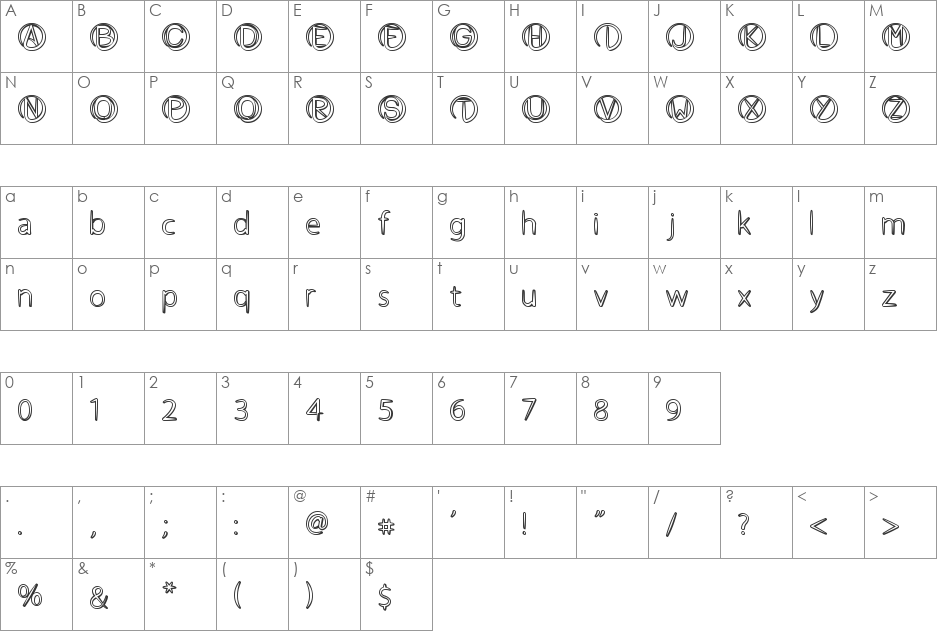 Atheist font character map preview