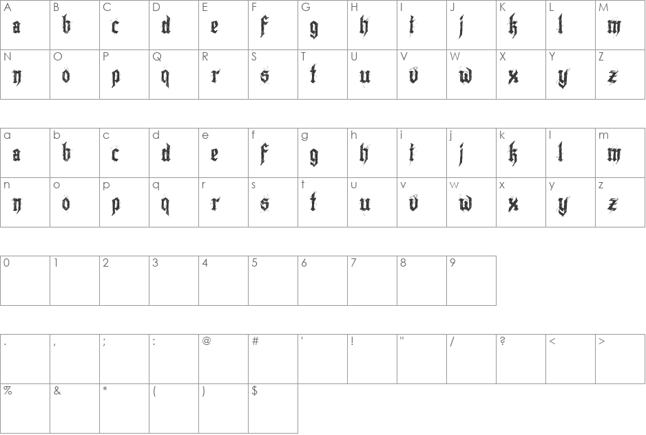 Lazy Monk - Demo font character map preview