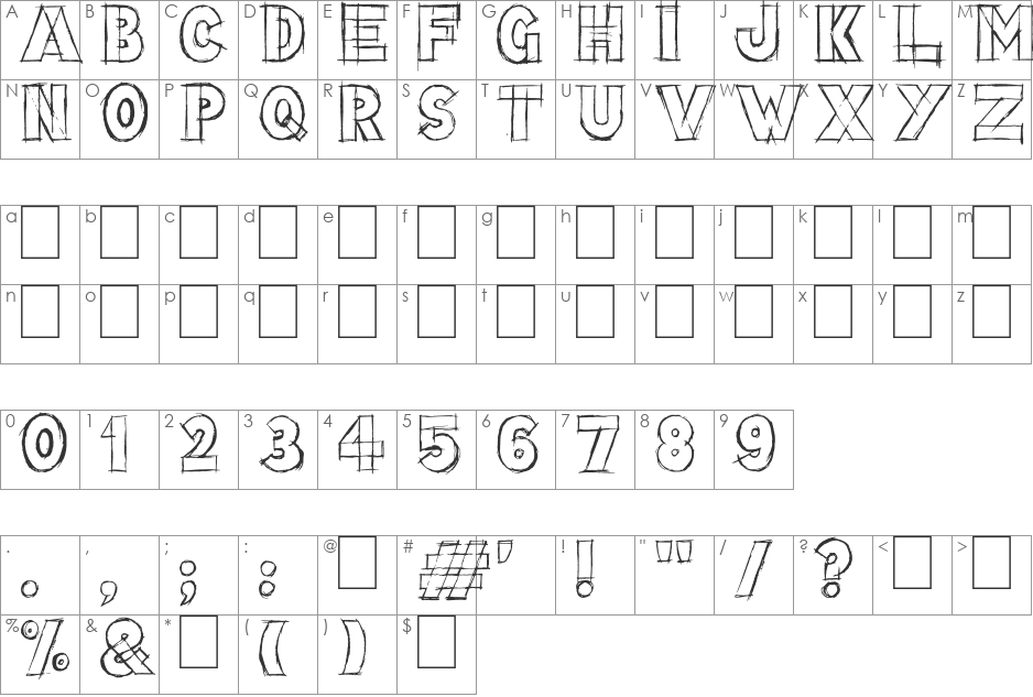 Lazy Sketch font character map preview