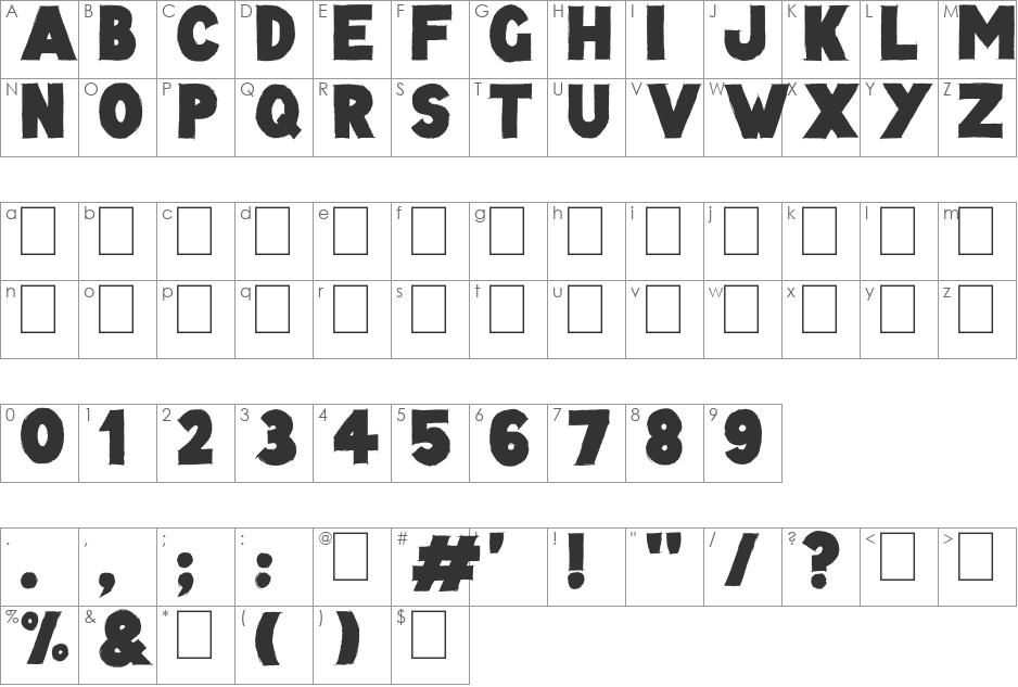 Lazy Sketch Black font character map preview