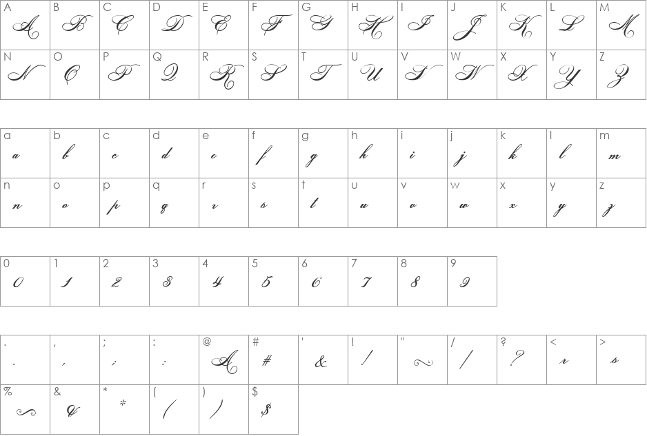 ATHelindaRook font character map preview