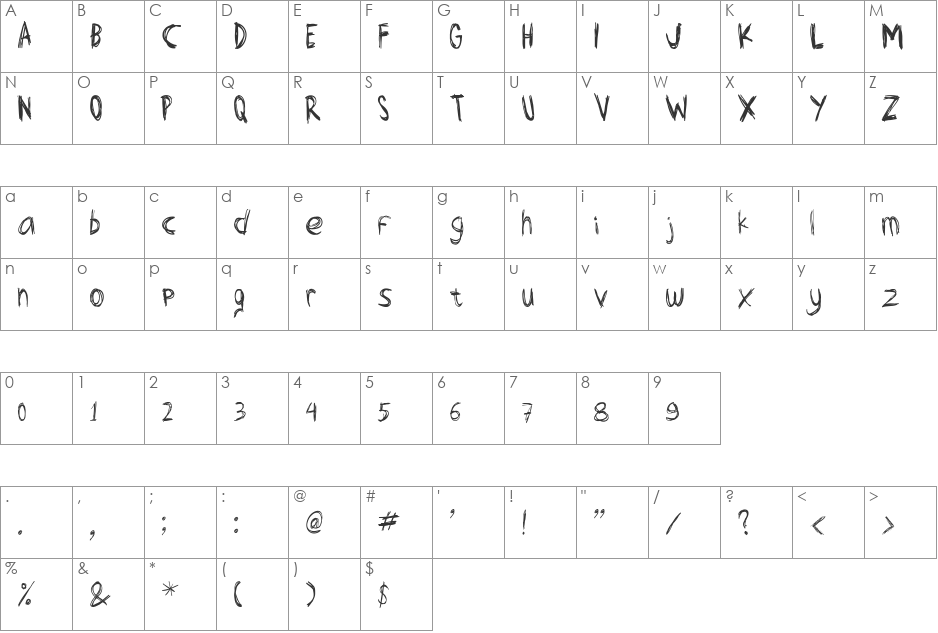 lazyday font character map preview