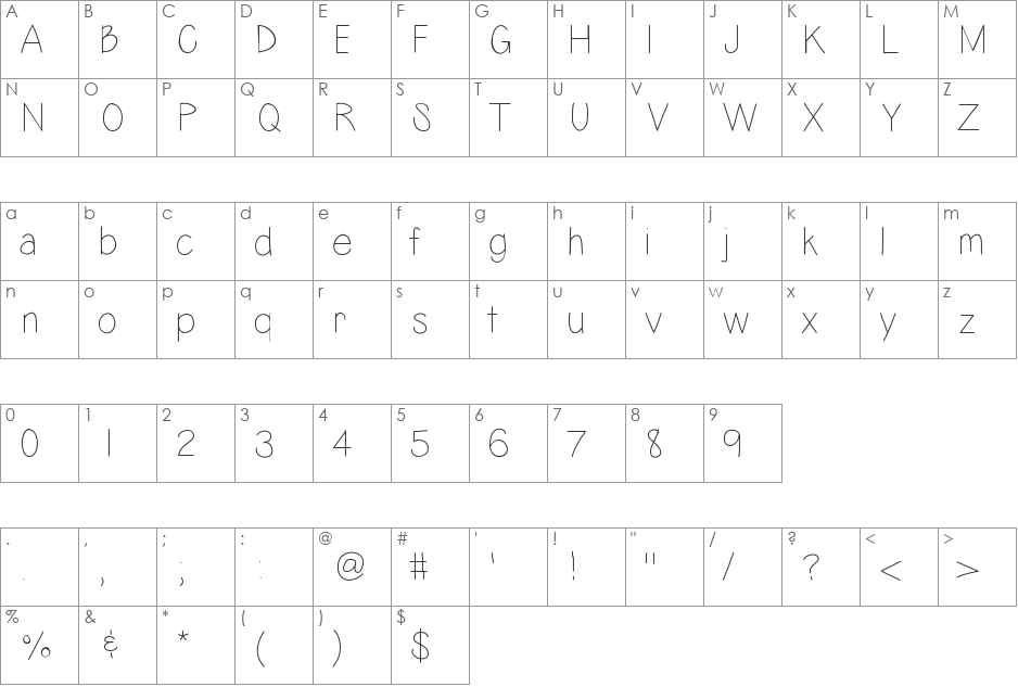 LazyDay font character map preview