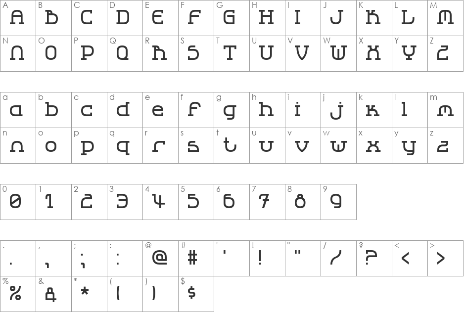 LBC Cool font character map preview