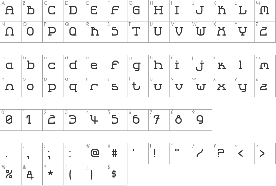 LBC Cool 2 font character map preview