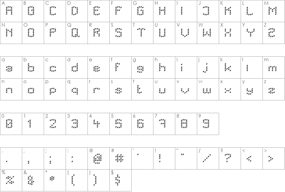 LBC Dots font character map preview