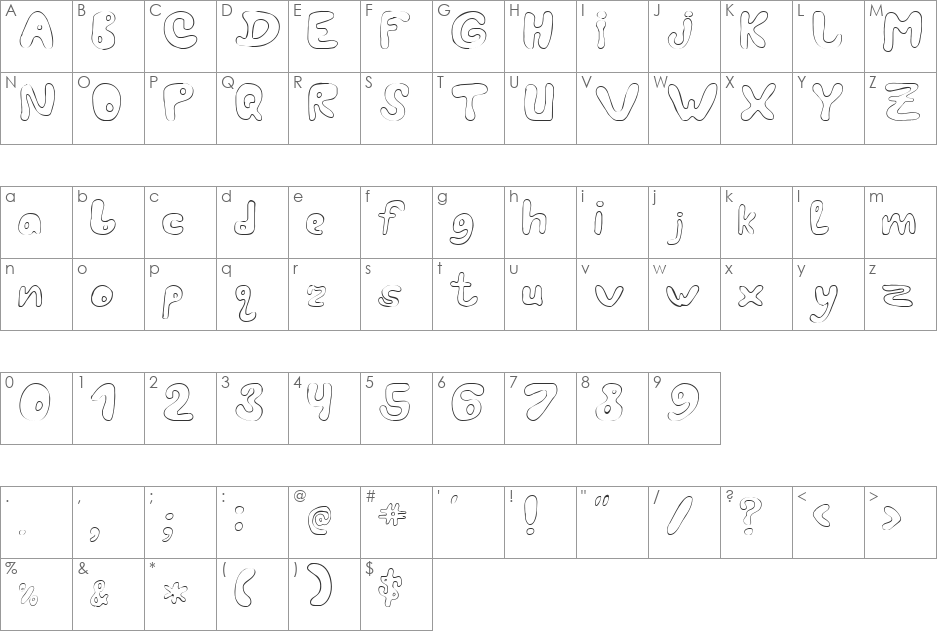 LC Blowzy font character map preview