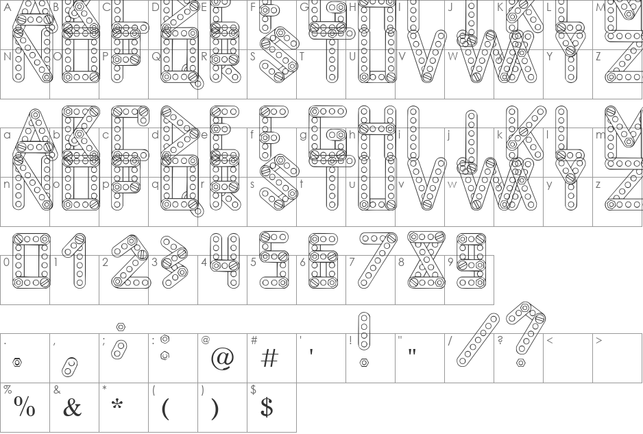 LC Construct font character map preview