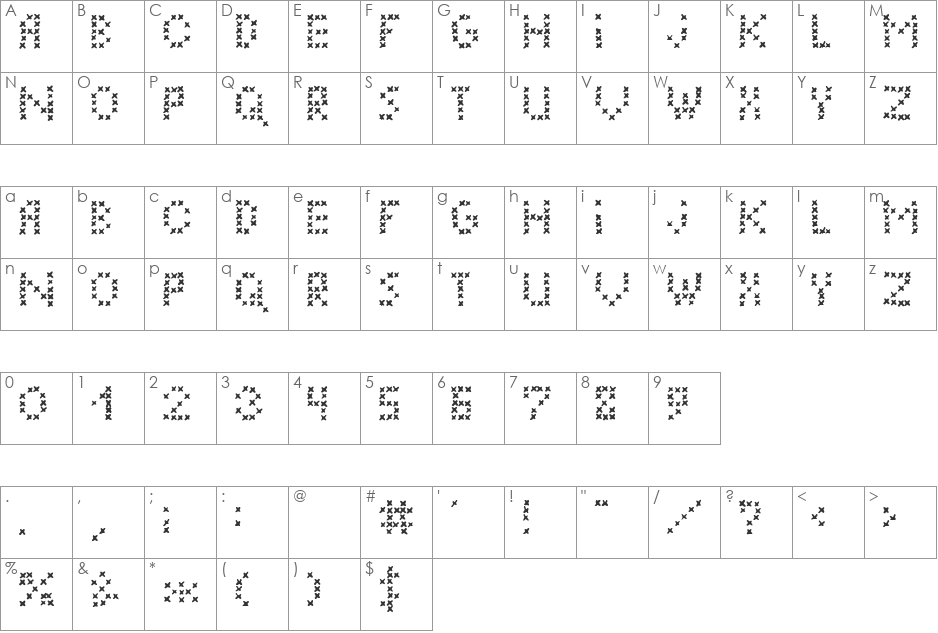 LC Embroidery font character map preview