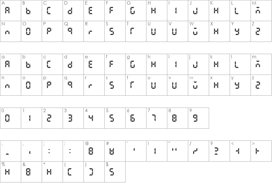 LCD AT&T Phone Time/Date font character map preview