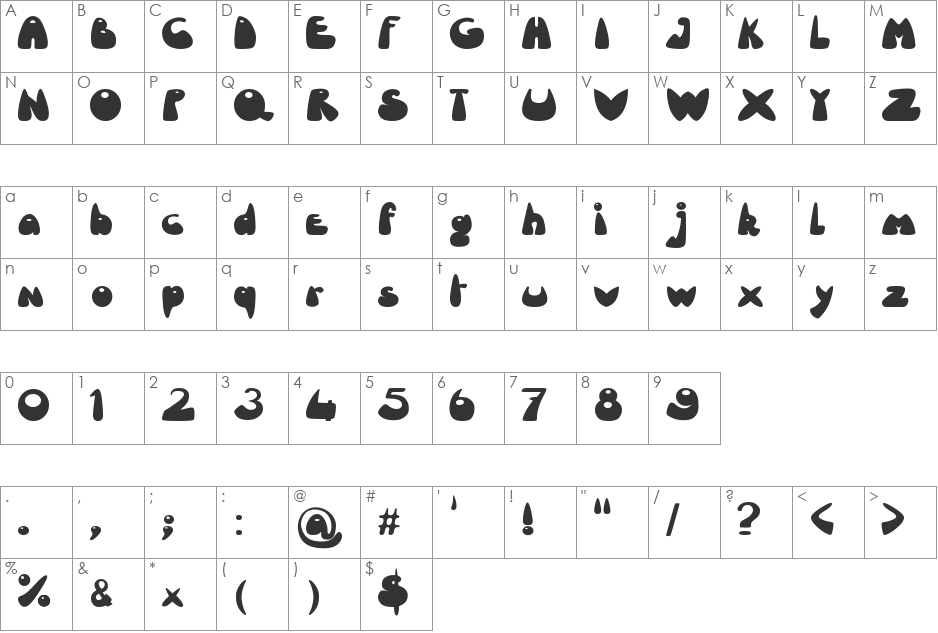 lcd.fr.st font character map preview