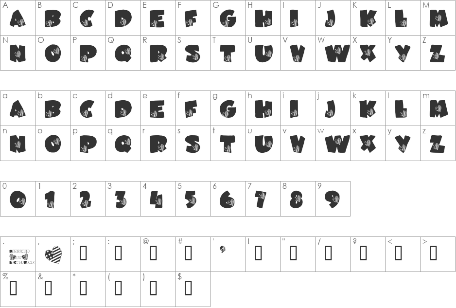 LCR America's Heart LSF font character map preview