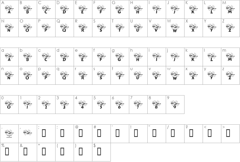 LCR Autumn font character map preview