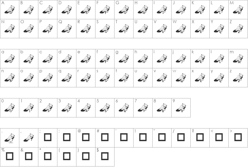 LCR Cat Nap font character map preview