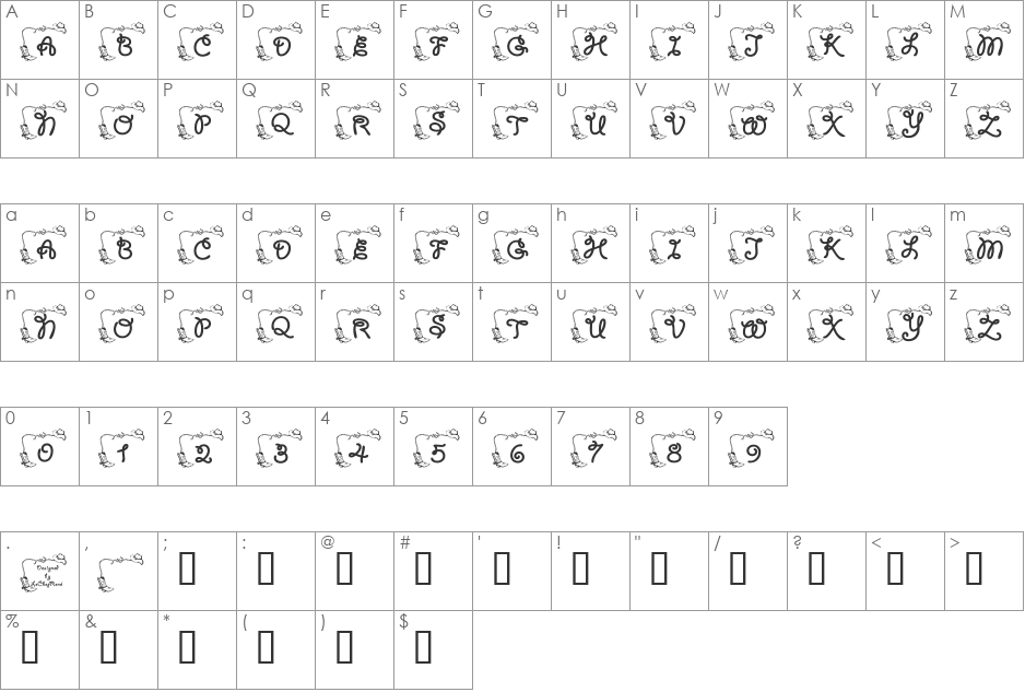 LCR Cowboy's Rest font character map preview